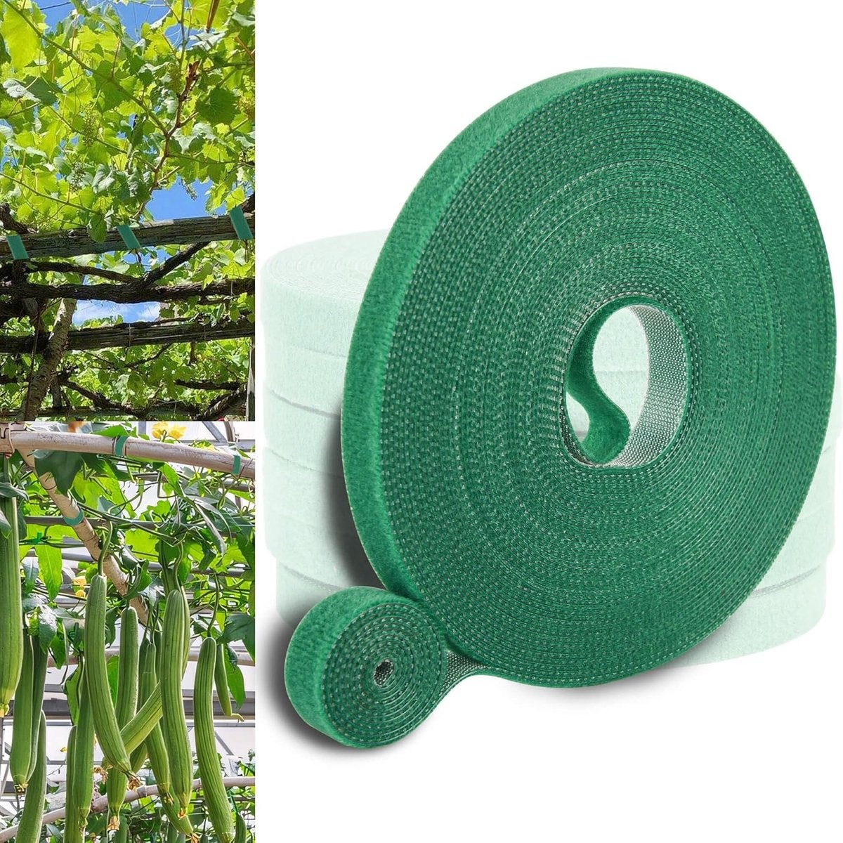 6 role, bandă adezivă pentru plante cățărătoare, legături flexibile pentru plante cățărătoare, bandă adezivă verde reglabilă pentru plante 6buc