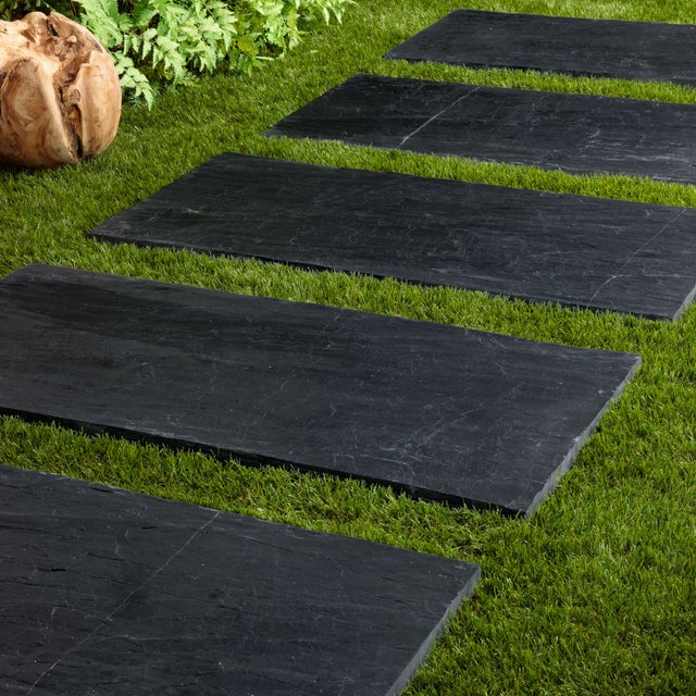 Pas japonais Rectangle Ardoise Noire 100x50x2-3 cm (lot de 10) - RO'MA NATURE