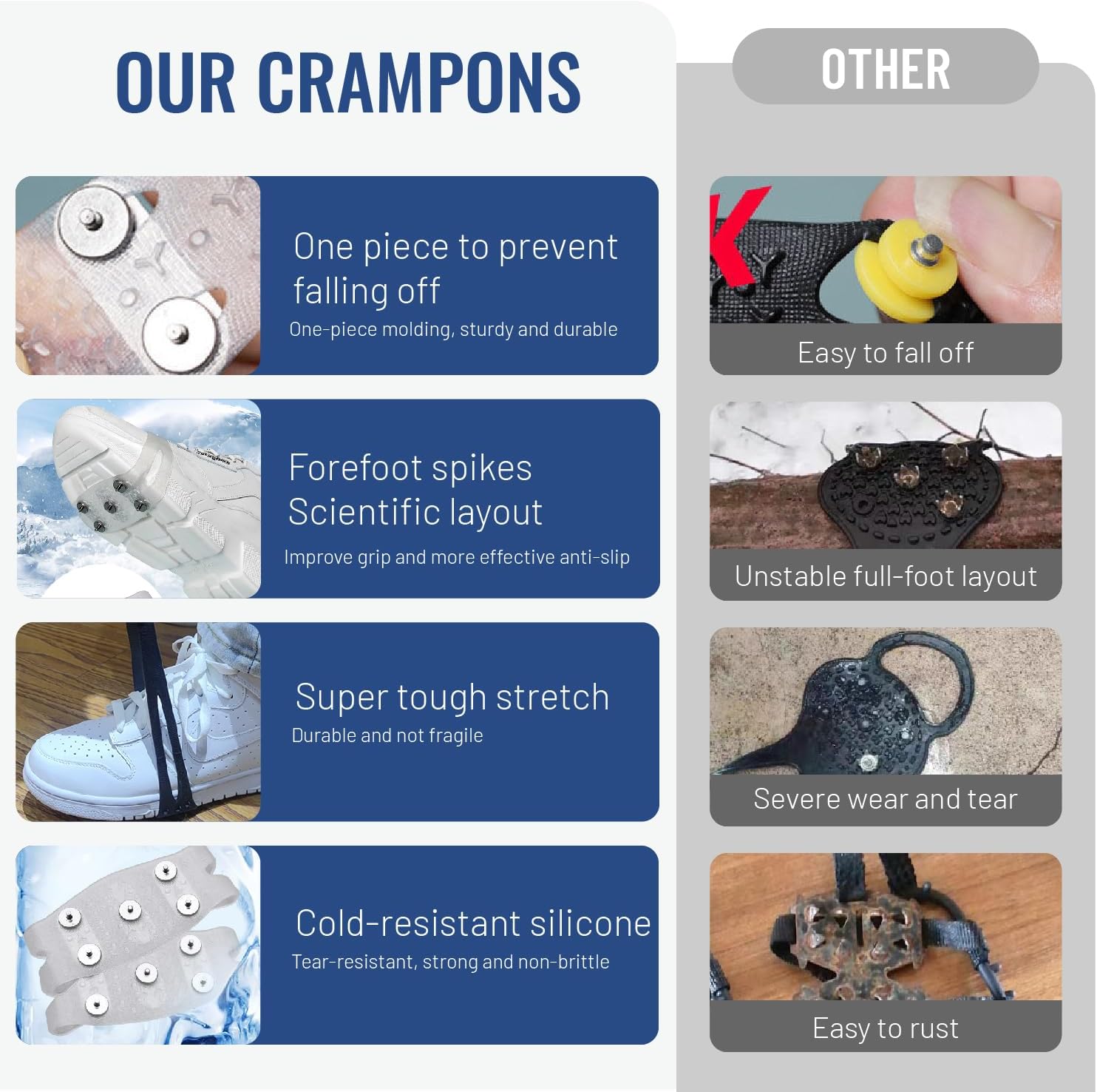 Crampons pour chaussures d'hiver, crampons neige et glace, crampons pour chaussures de montagne, chaussures crampons pour chaussures - 3