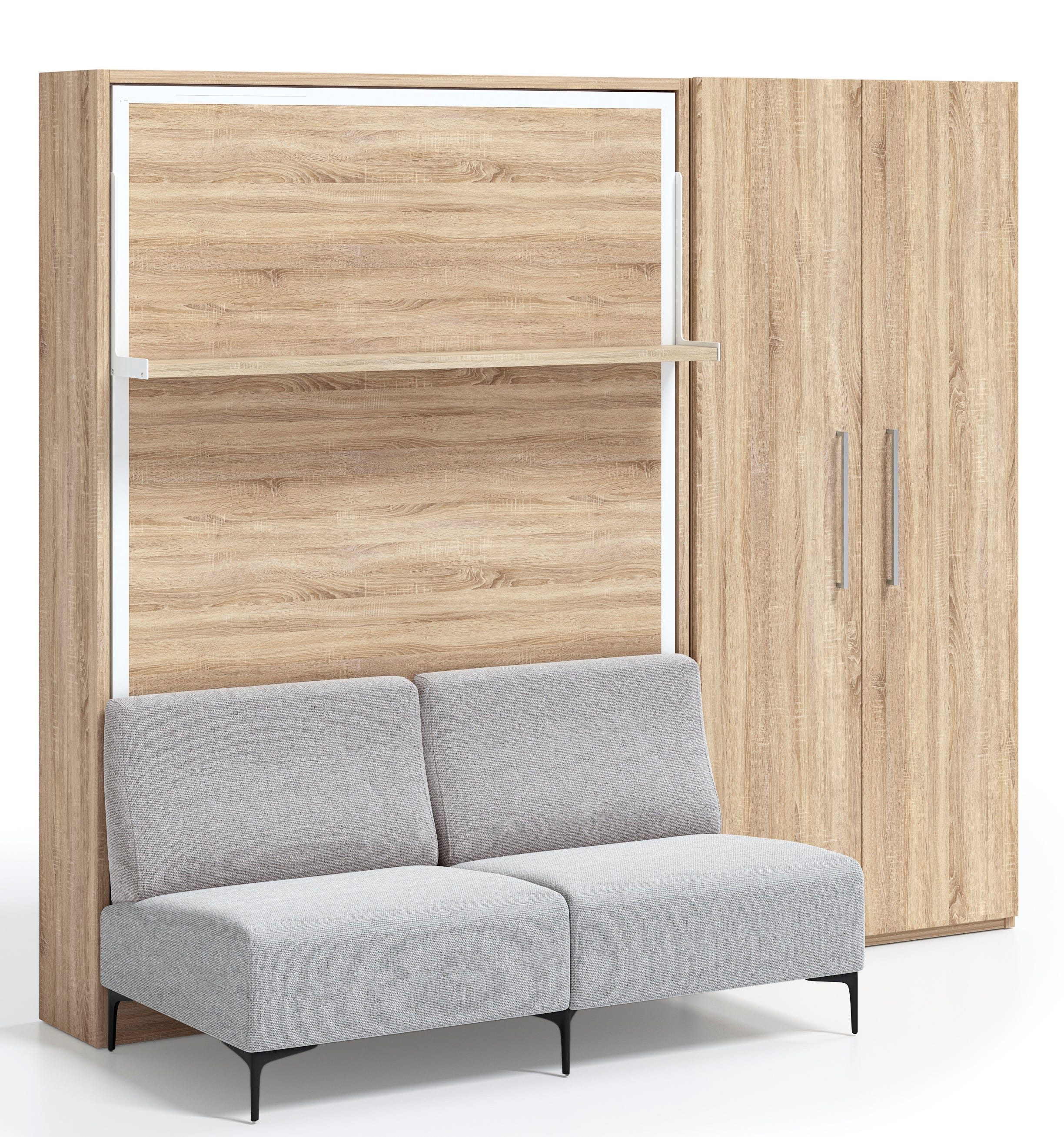 Cama abatible vertical con sofá y armario Marko 120x190-Sofá Verde ...