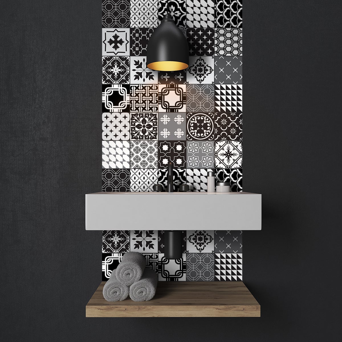 9 adesivi piastrelle di cemento azulejos priscilla - Sticker adesivo - adesivi murali - 9stickers10x10cm - 3