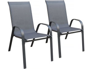 Fauteuil jardin textilène "Cordoba" - Phoenix - Lot de 2 - Anthracite