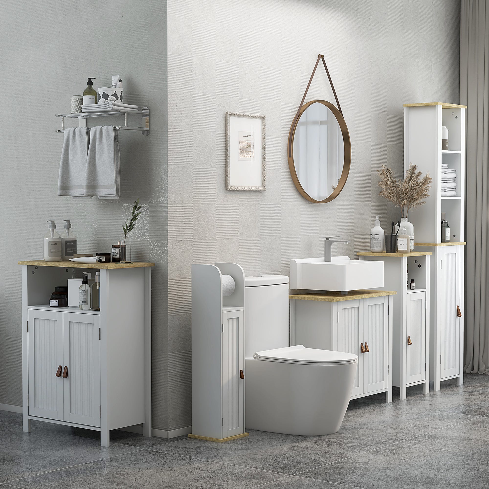 Support Sous Table Meuble support papier toilette placard étagères ajustables 20x20x80 cm ...