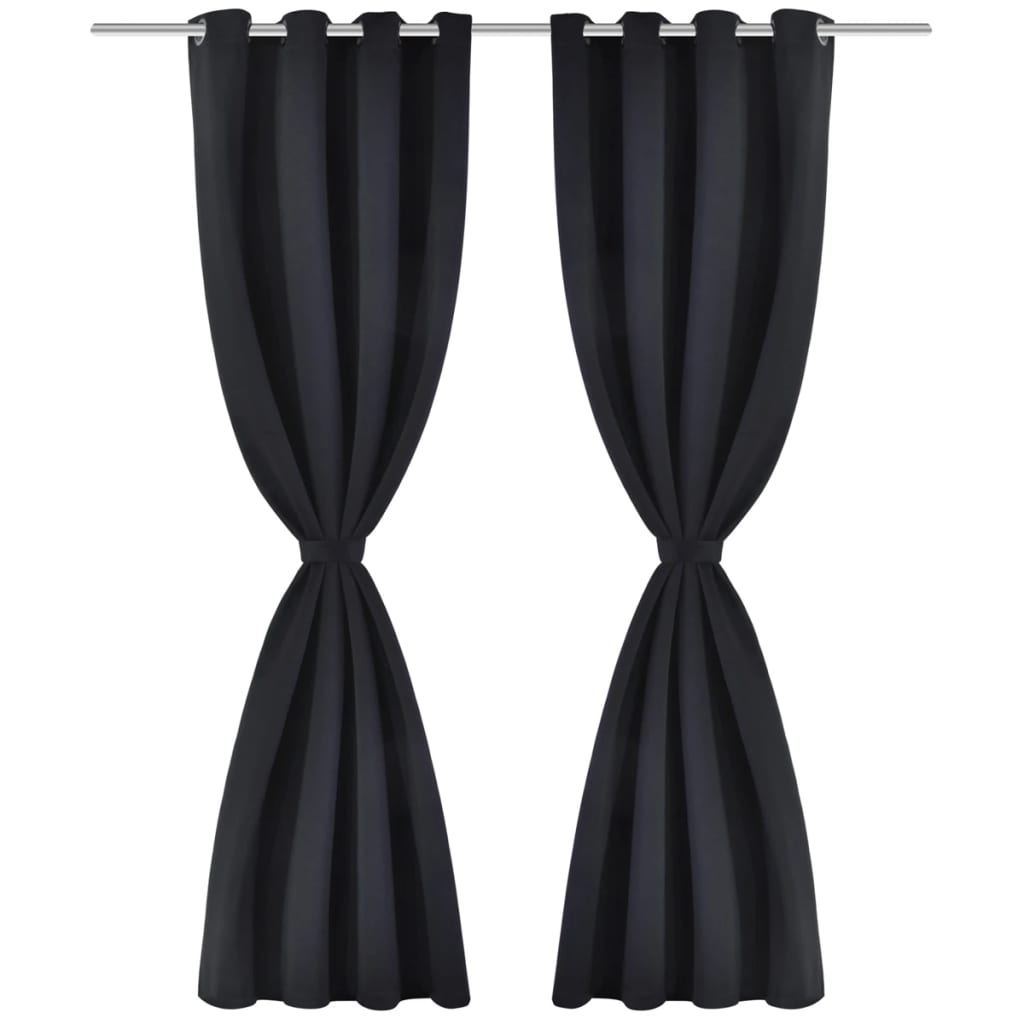 Cortinas opacas 2 piezas con ojales de metal 135x175 cm negras