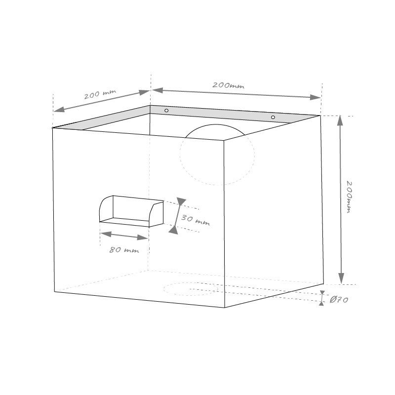Boite à eau ECO gris anthracite RAL 7016 200 x 200 x 200 mm sortie Ø 70 - Taille Petite ALUHOME - 3