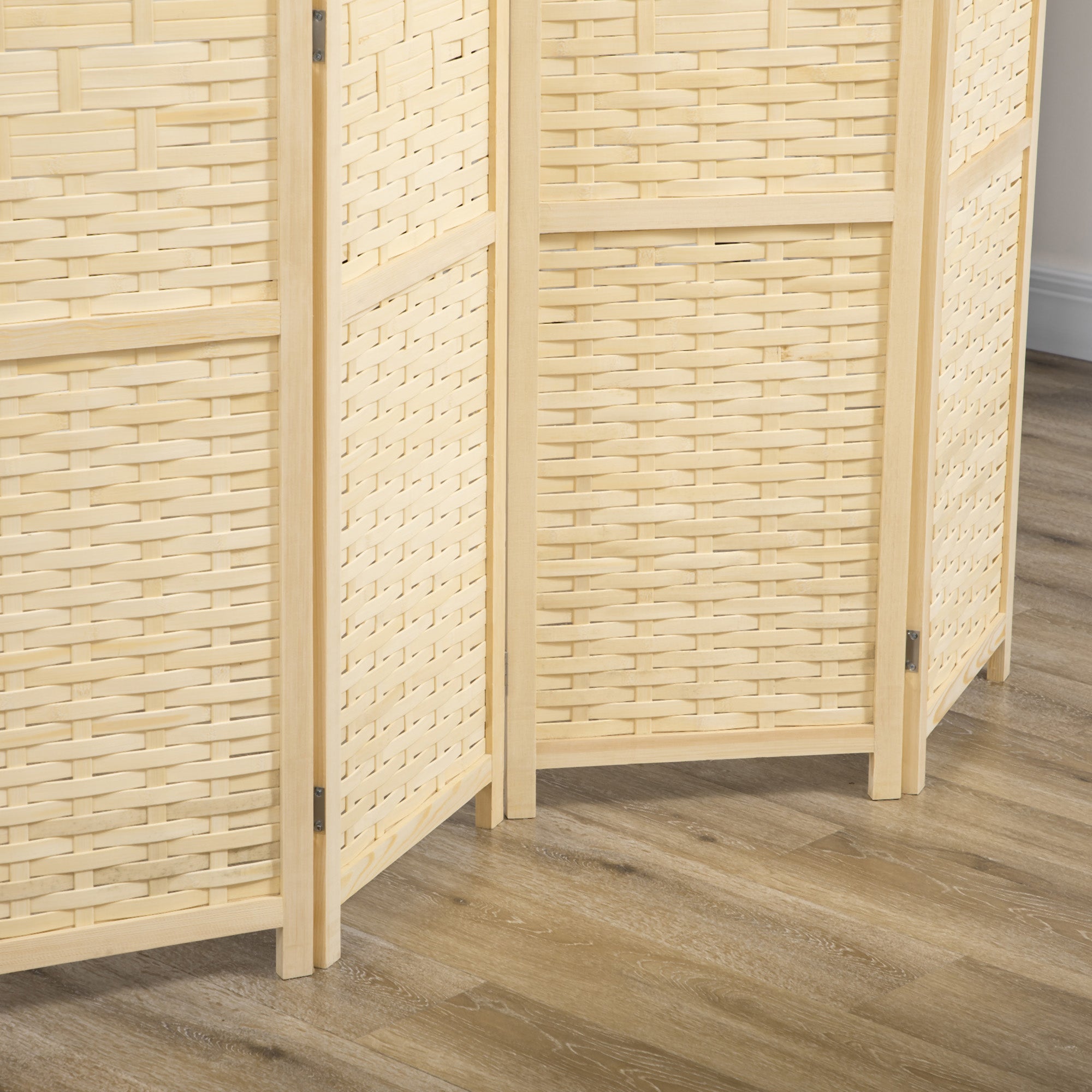 Moustiquaire intérieure 4 portes bois bambou tissé séparation pliante économisant espace hauteur 170 cm naturelle - 9