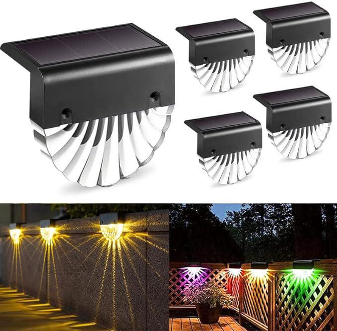 4 Zewnętrzne lampy solarne do ogrodu, wodoodporne, do dekoracji ogrodu, 4 lampy LED na taras i schody, 2 tryby LED, ciepła barwa
