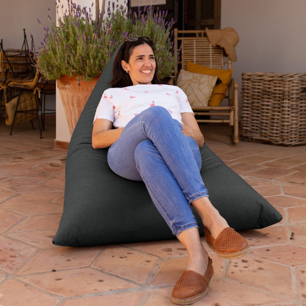 Pouf Pyramide Naylim Mate pour Extérieur Gris XL - 2