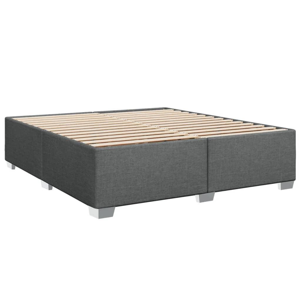 Cadre de lit sans matelas gris foncé 200 x 200 cm tissu - 3