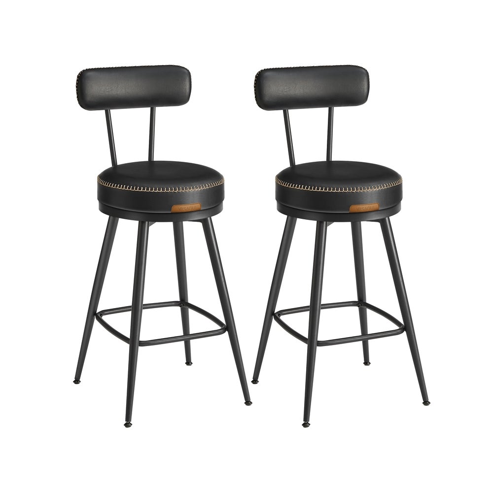 Genérico Negro Pack De 2 Taburetes De Bar Giratorios Cocina Polipiel 54X54x91 Cm - Imagen 3