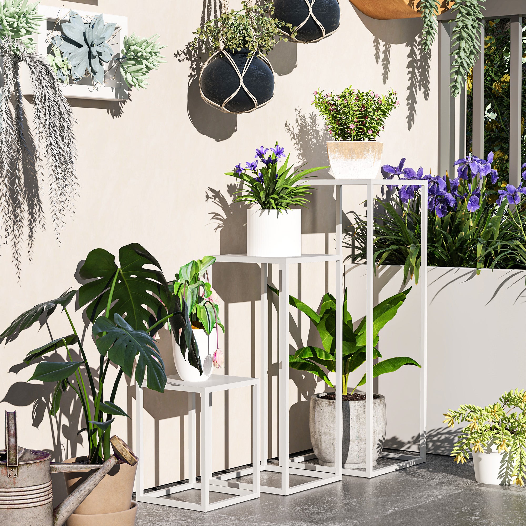 Lot de 3 supports pour plantes Métal Outsunny - 9