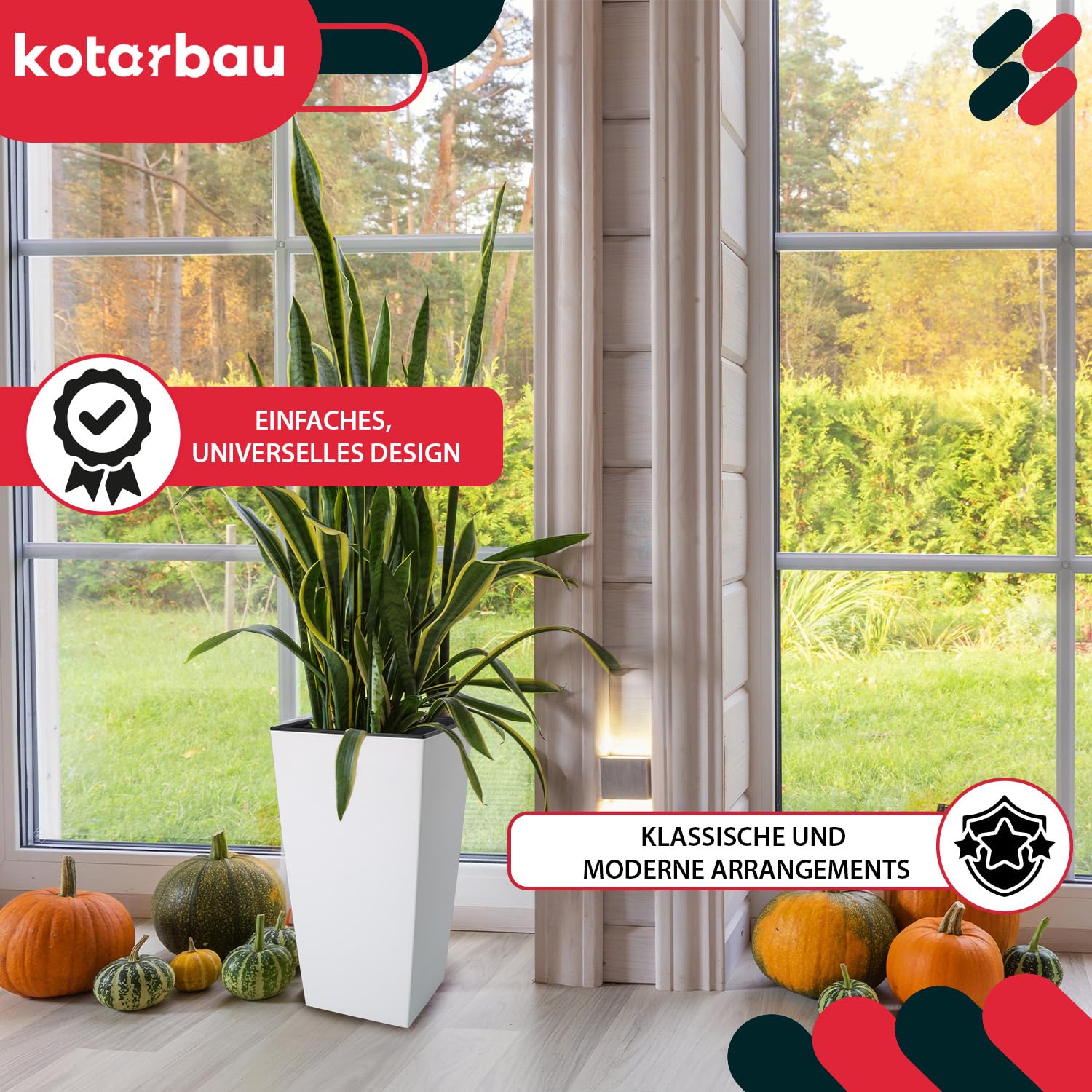 Doniczka 220x220x424 mm urbi square biała z wkładem - KOTARBAU