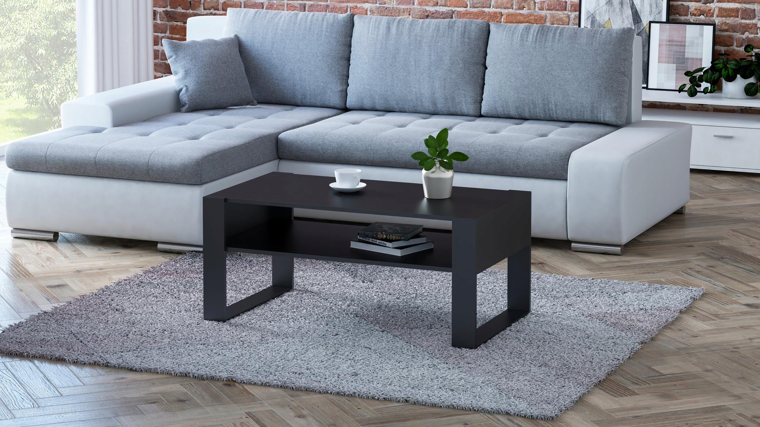 Ława stolik kawowy KAJA czarna loft retro 100cm - 2