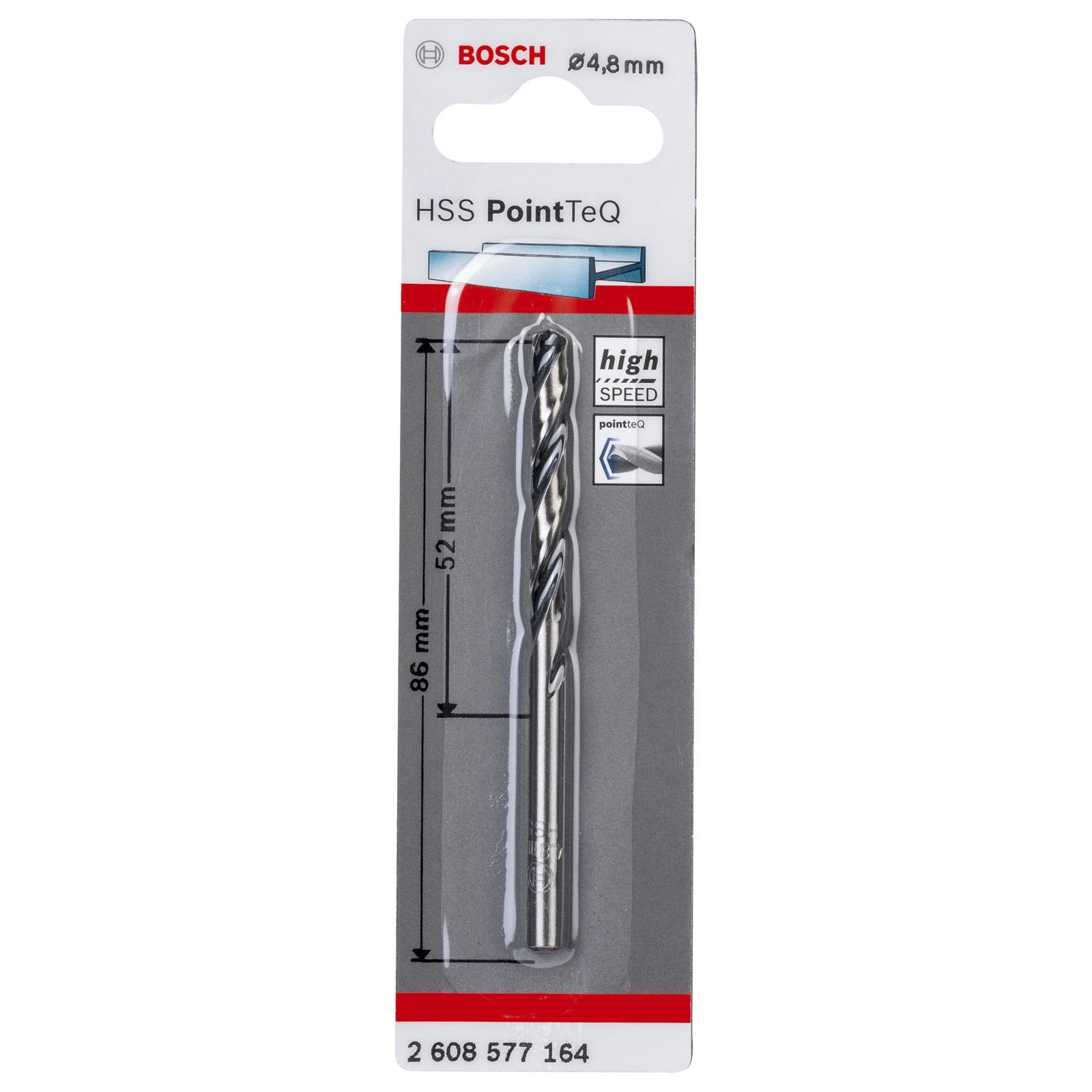 Bosch Foret hélico?dal en métal HSS PointTeQ DIN338 4,8 mm. 1 paquet - 4