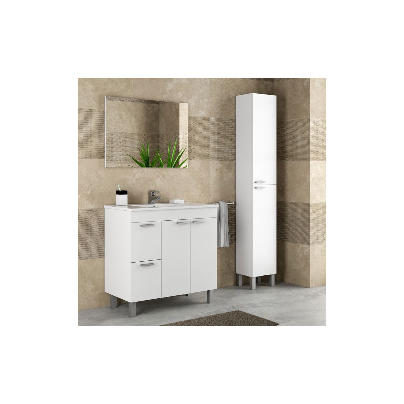 ONDEE ZEN - Colonne de rangement à poser AKTIVA - 30cm - Blanc - Mélaminé - Livré en kit - 6