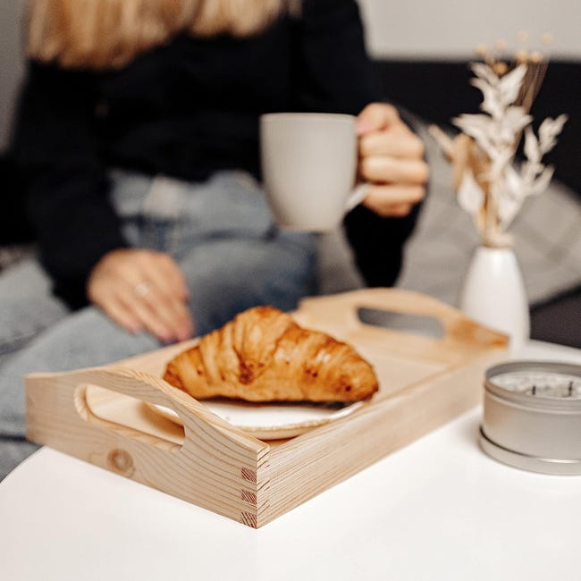 Creative Deco Vassoio Legno Rettangolare | Con Maniglie | 30 X 20 X 6 3 Cm Vassoio Da Portata Da Letto Per Servire Colazione Caffe Decorativo 88745312