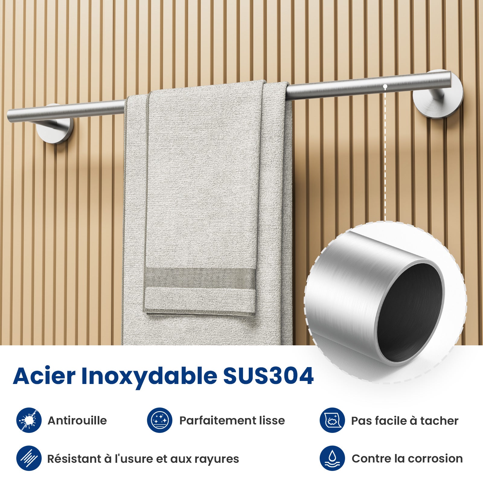 Cecipa MAX Portasciugamani da Parete Porta Carta Igienica da Bagno Set da Appendere per Bagno in Acciaio Inossidabile Spazzolato 4 Pezzi - 6