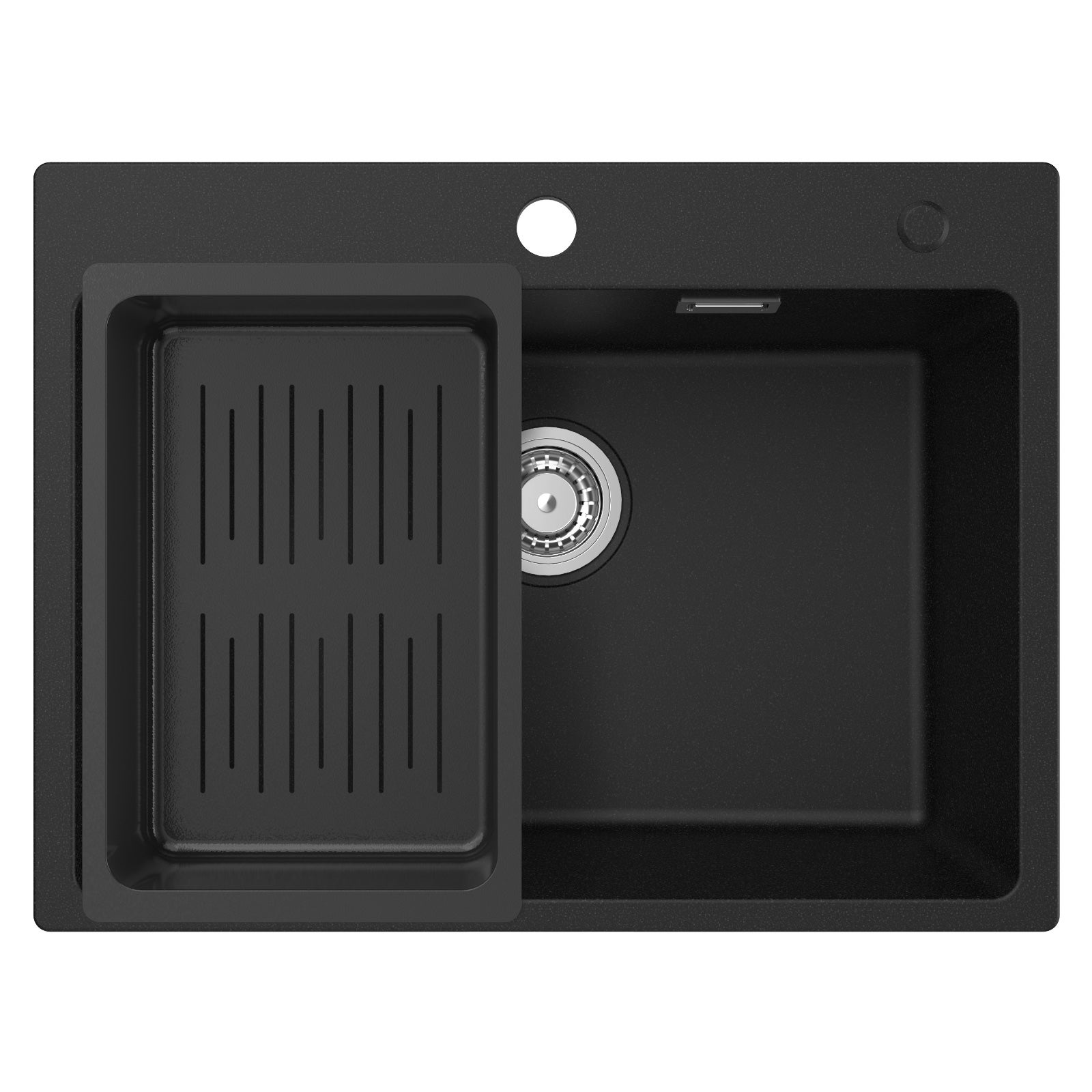 Cecipa max Evier de Cuisine 60x45cm en Quartz et Résine - Evier 1 Bac Noir -Grande Capacité Evier - 2