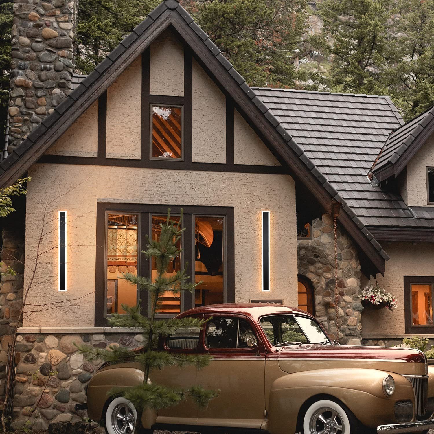 NETTLIFE Kinkiet LED Zewnętrzny kinkiet 100 cm Czarny kinkiet zewnętrzny Long Villa IP65 Modern 21 W - 6