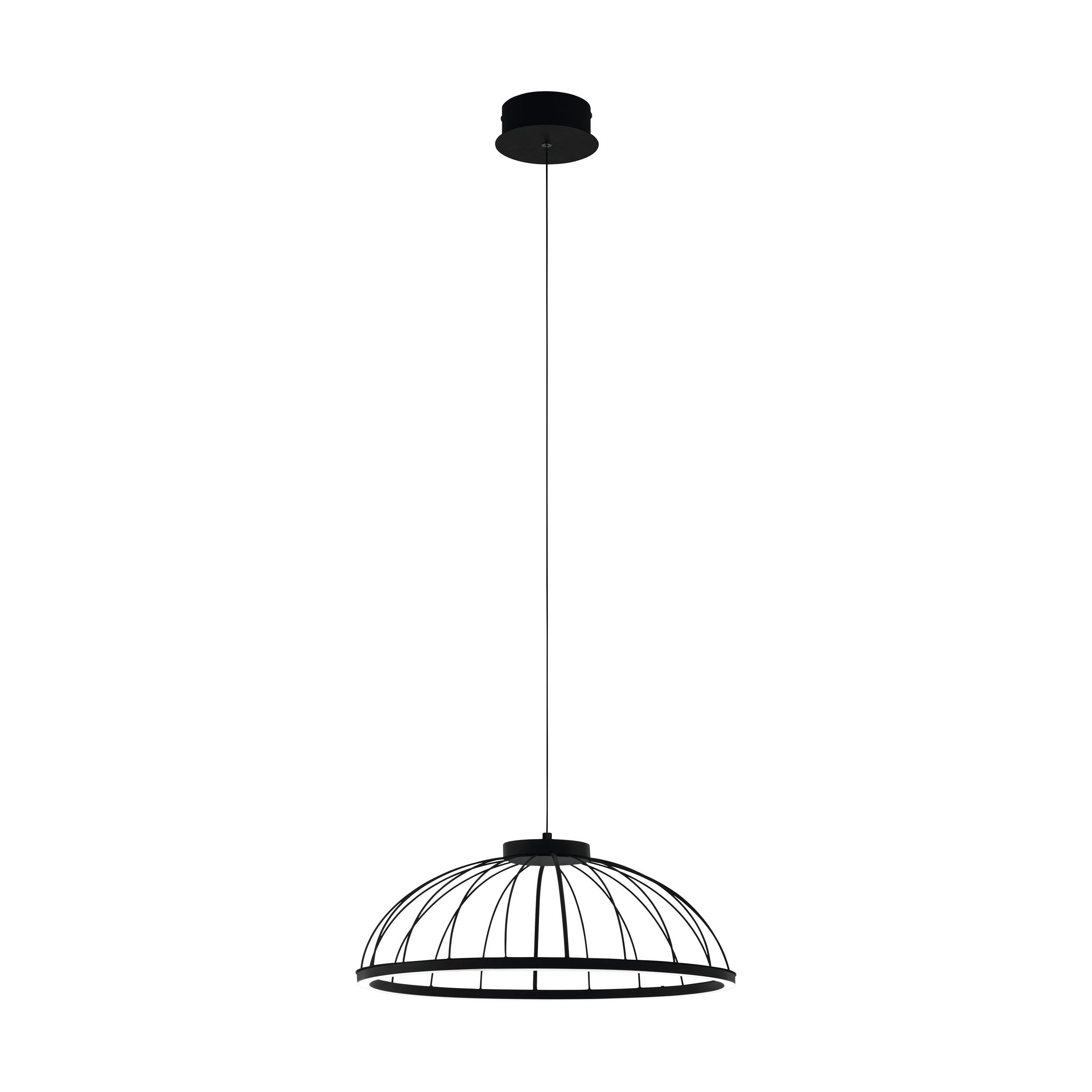 Eglo lámpara colgante bogotenillo negro y blanco de metal y plástico led 28w, 3000k, ø 50 cm, alto 120 cm