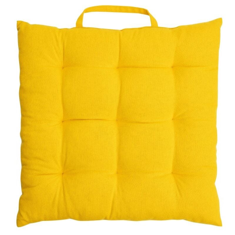 Poduszka na Krzesło 100% Bawełna 38 x 38 x 3 cm Uchwyt Nie Zdejmowany Jednolity Żółty