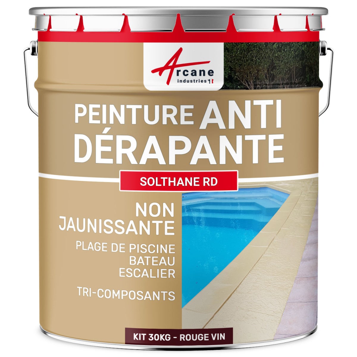 Vernice antiscivolo esterno: per pavimenti e bordo piscina - SOLTHANE - 156 - 30 kg Beige - RAL 1001 - ARCANE INDUSTRIES - 6