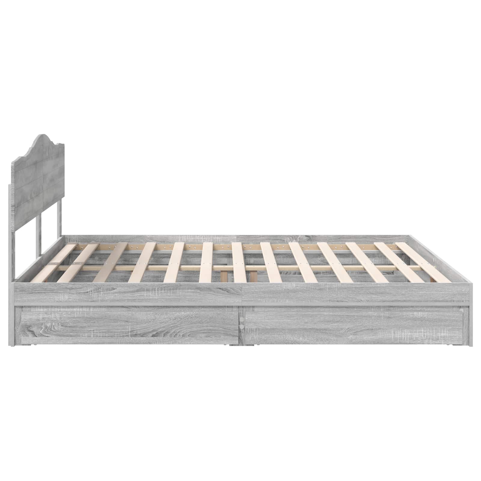 Lit avec rangement, panneau de bois, gris, pour la chambre, 180 × 200 cm - 9