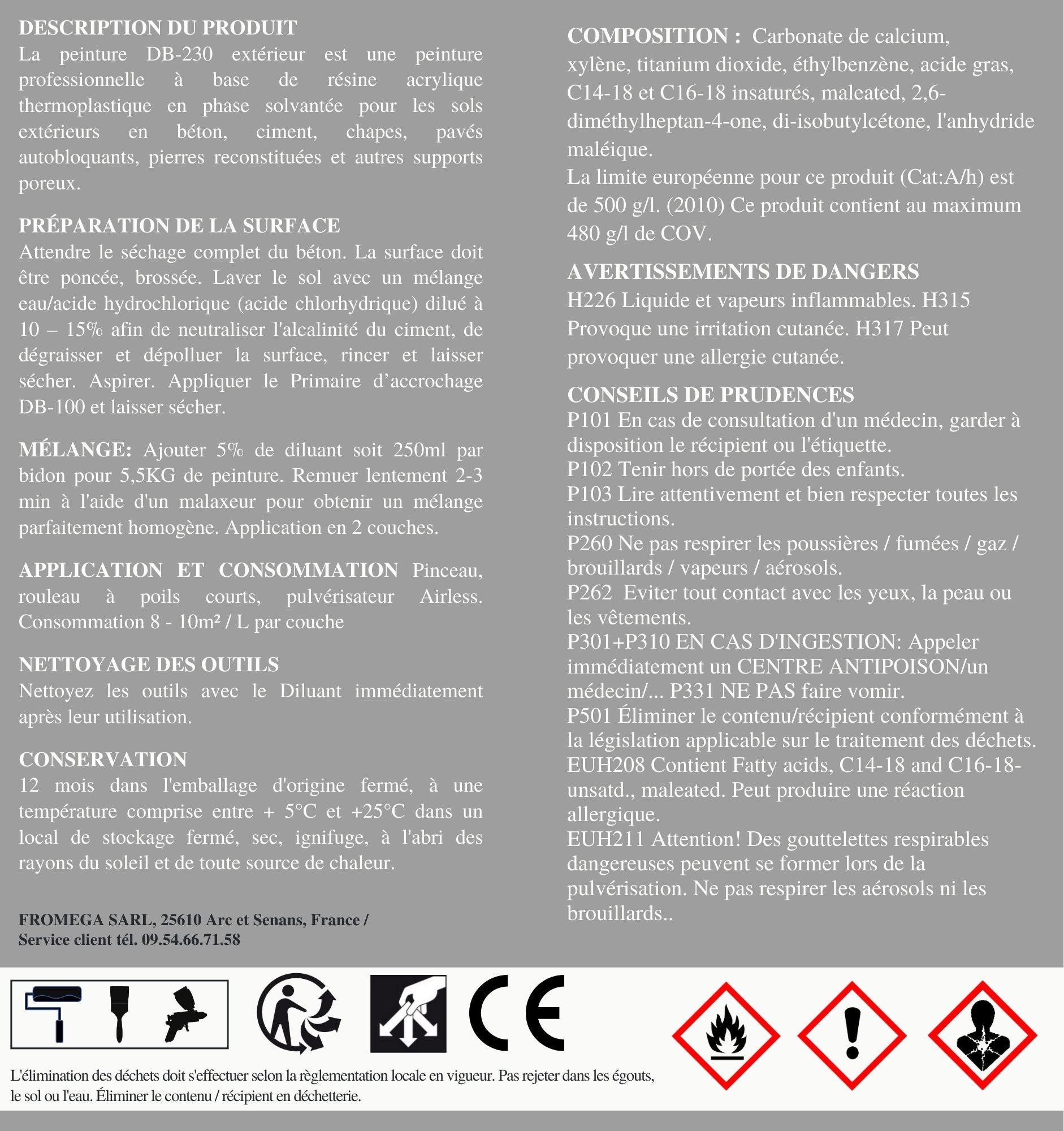 Peinture sol béton Terrasse extérieur - Gris fenêtre 11KG (60 à 80m²) DB RENOVATION - Haute imperméabilité - Satiné - 6