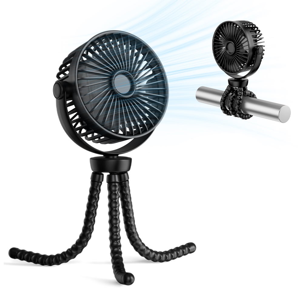Wentylator bezprzewodowy - Wentylator elastyczny - Wentylator stołowy - Wentylator przenośny - Wentylator do wózka - 5200 mA - 3 prędkości
