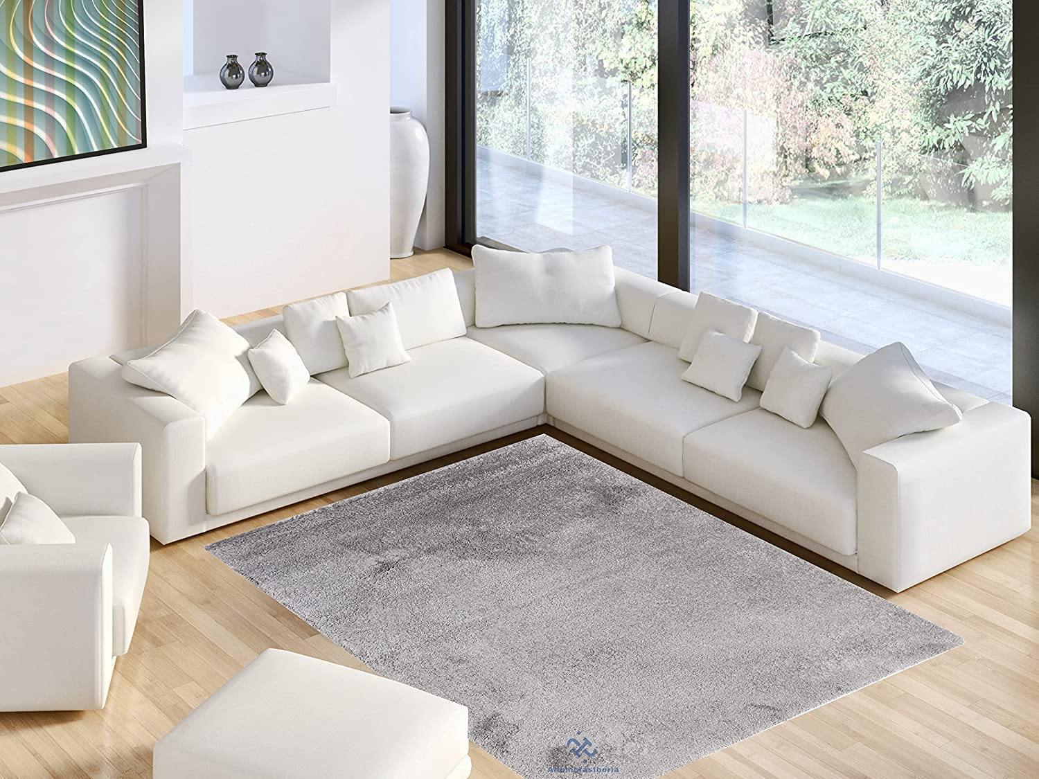 Alfombra moderna modelo imperia | pelo corto polipropileno frisé lavable | varias medidas | ideal para salón, habitación o comedor (200 x 290, gris)