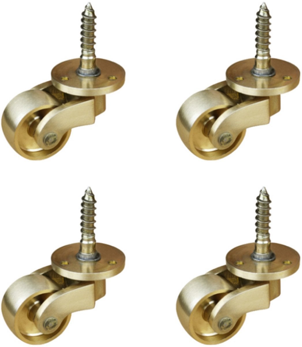 Set de 4 roți universale pentru mobilă, dulapuri, canapele, cărucioare, scaune și paturi, aurii, 25 mm, metal 4buc