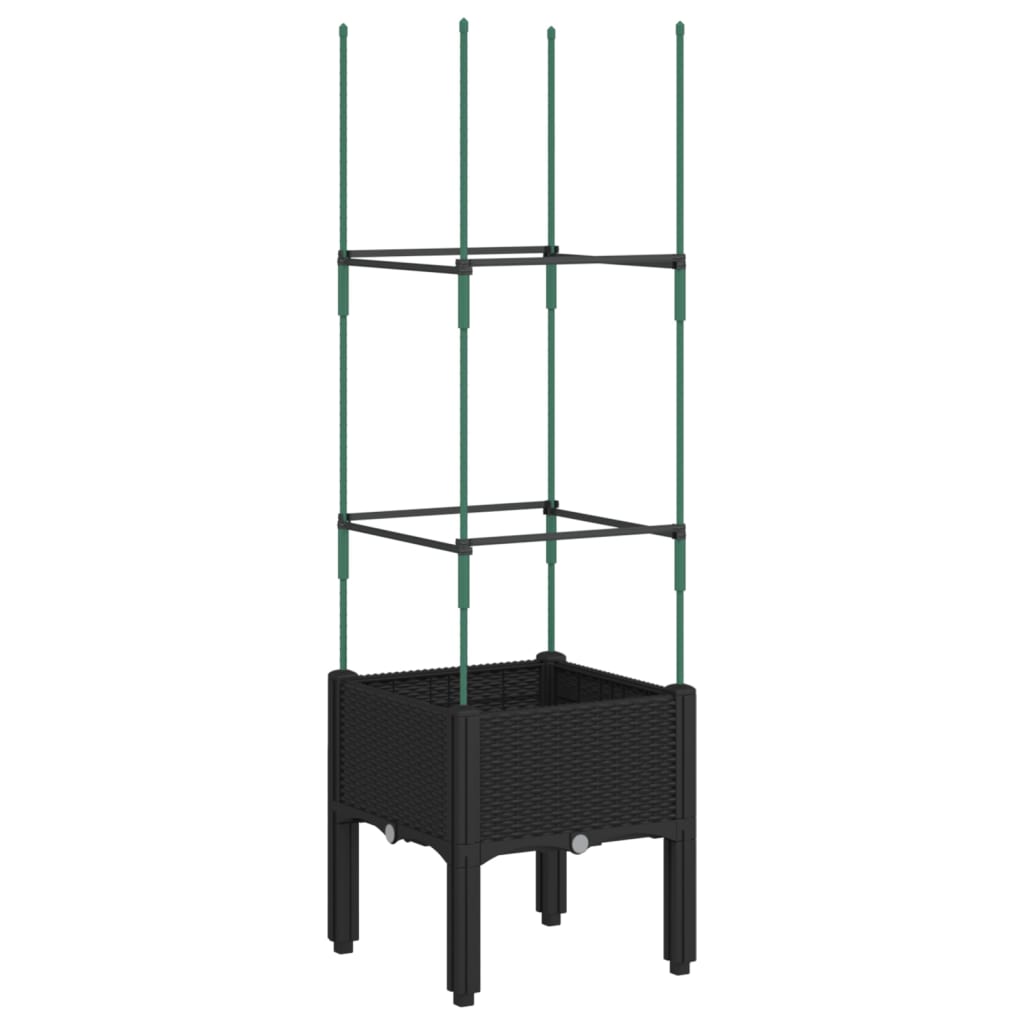 Maison Exclusive - Vaso/floreira de jardim c/ treliça 40x40x142,5 cm PP preto - 5