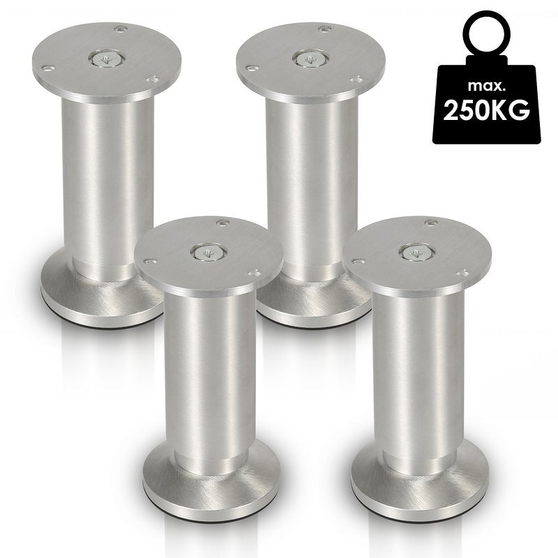 4X Pieds de meuble 8CM Alliage d aluminium Canapé Pied de support Pied d armoire Réglable