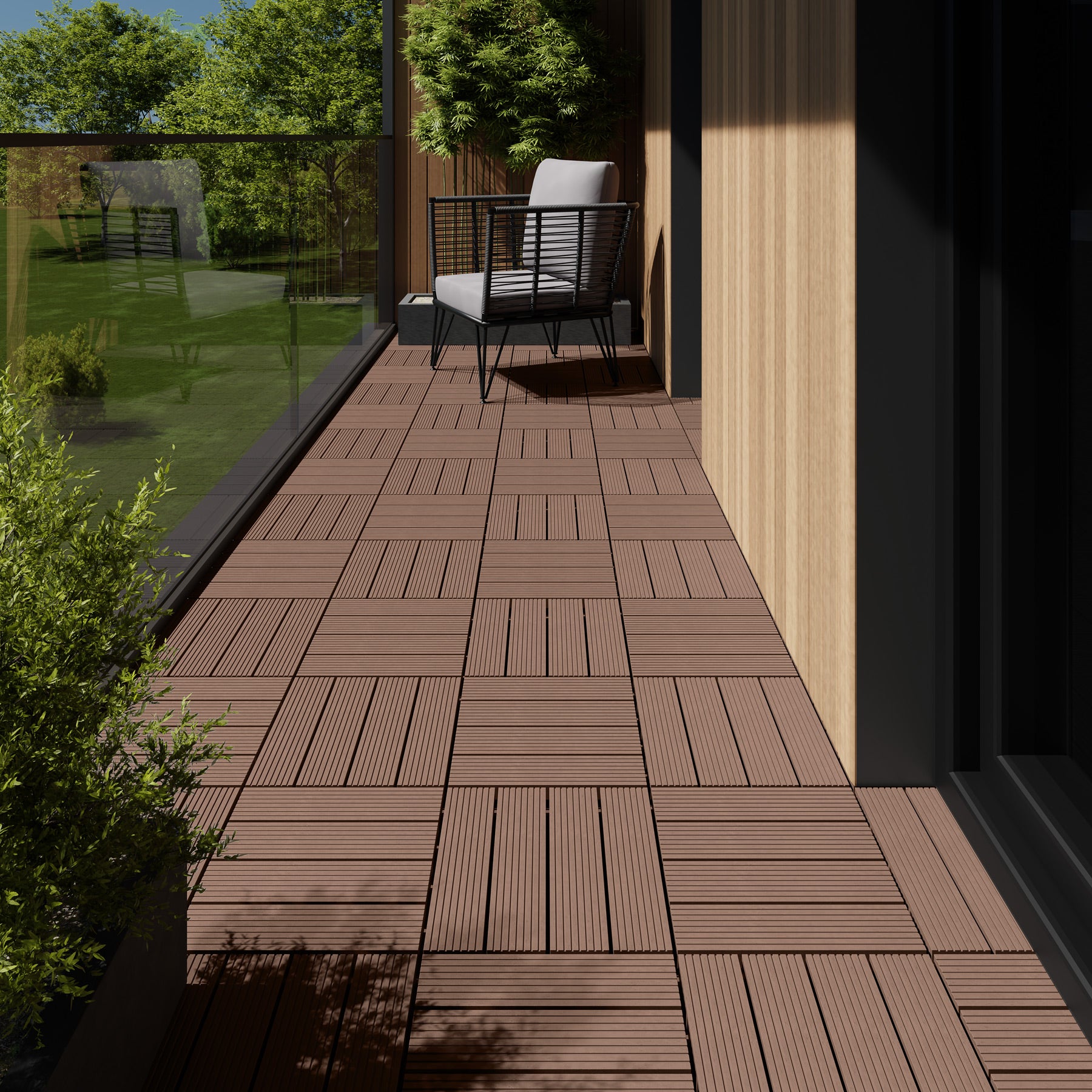 Lot de dalles de terrasse TEGULAS en WPC aspect bois Lot de 22 pièces avec système de clic TECTAKE - 2