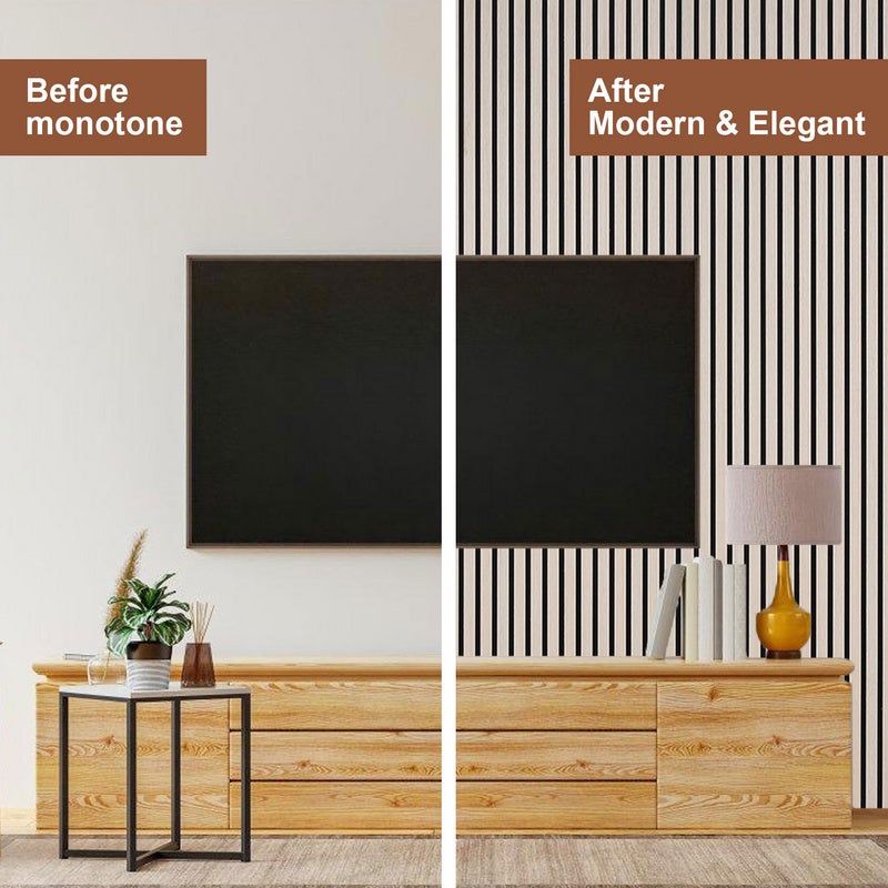 Panel de lamas Revestimiento mural de MDF natural Moderno panel mural acústico de chapa de madera y fieltro 2x 120x60x2,1cm roble - 5