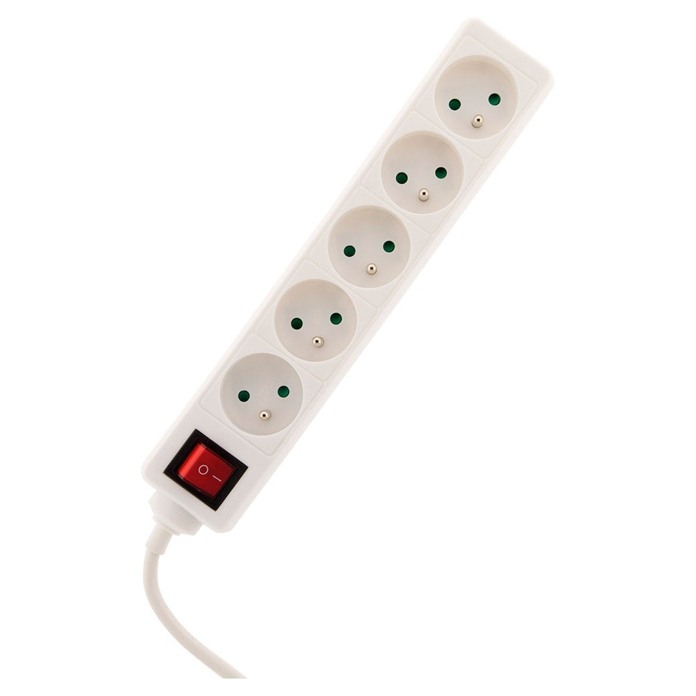 Bloc multiprise 5 prises 16A 2P+T interrupteur - blanc - Zenitech - 3