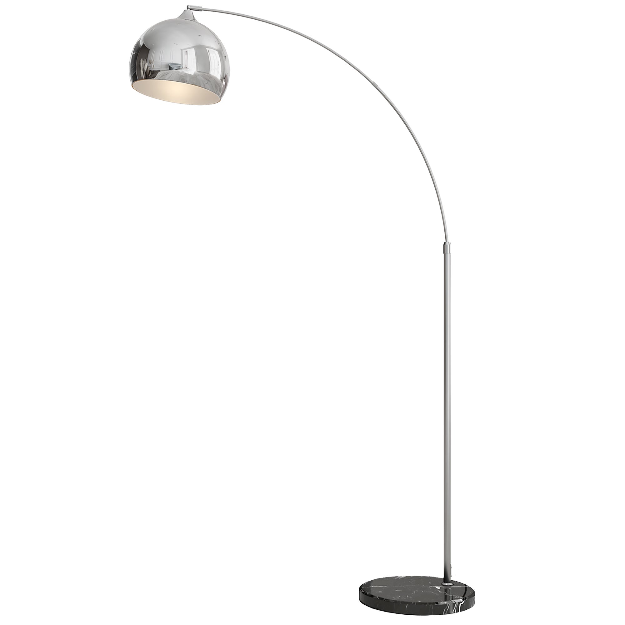 Lampadaire lampe de salon arc réglable pied marbre style vintage 40W E27 dim. 100-115L x 30l x 170-180H cm noir gris - 2
