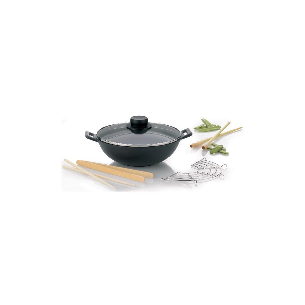Sartén wok mini de hierro fundido de 24 cm juego de 5 piezas