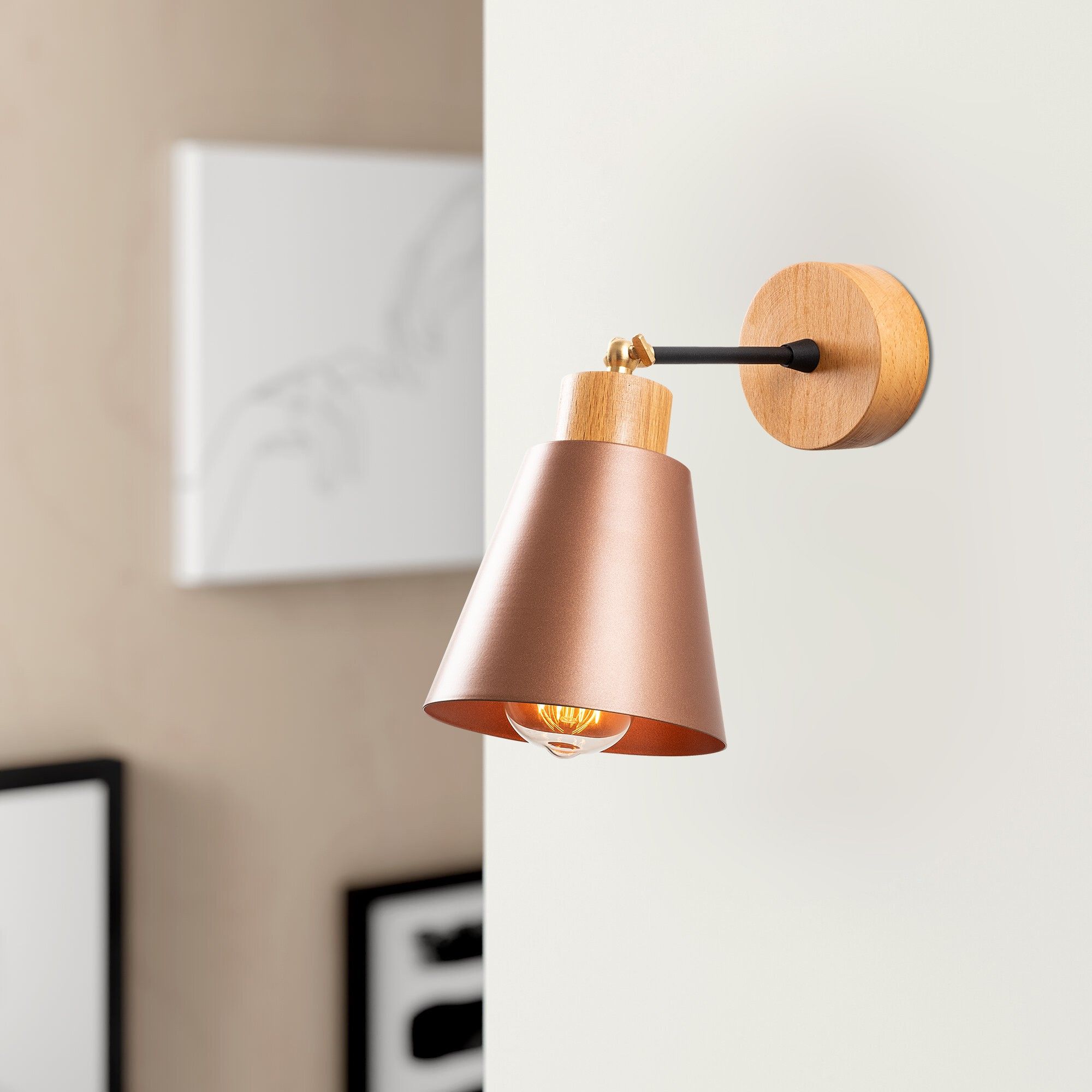 Lampa perete MANAVGAT N-612, roz auriu, metal, 14x25 cm | Leroy Merlin