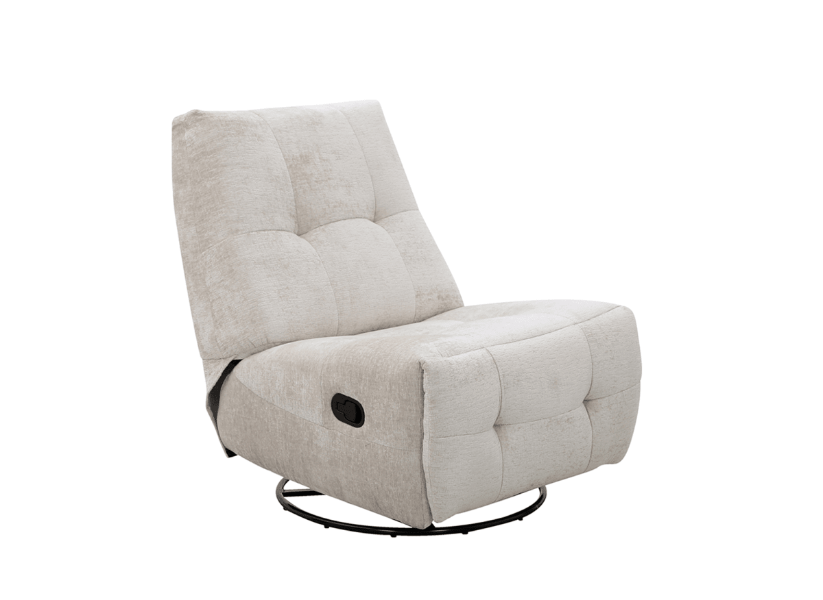 Fauteuil relax pivotant en velours chiné beige LISON - 4