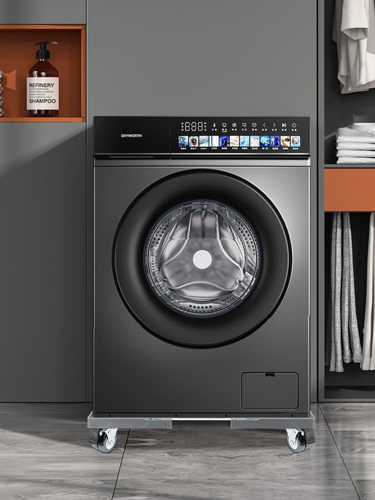 Support machine à laver : 4 roulettes verrouillables, charge 200 kg, largeur réglable, 4 supports, pour lave-linge/sèche-linge/réfrigérateurs - 6