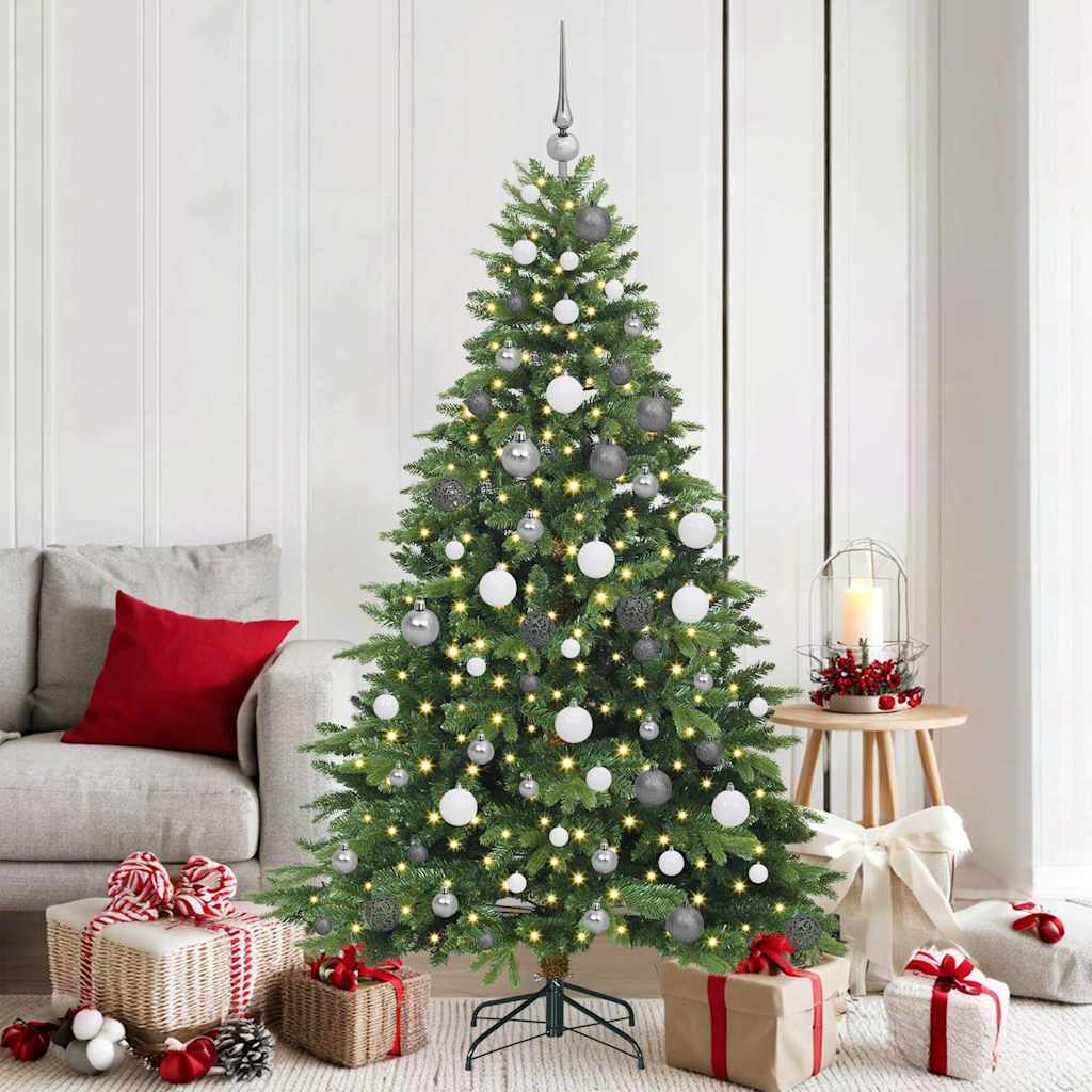 Sztuczna choinka z 300 diodami LED Zielony 180 cm PE i PVC