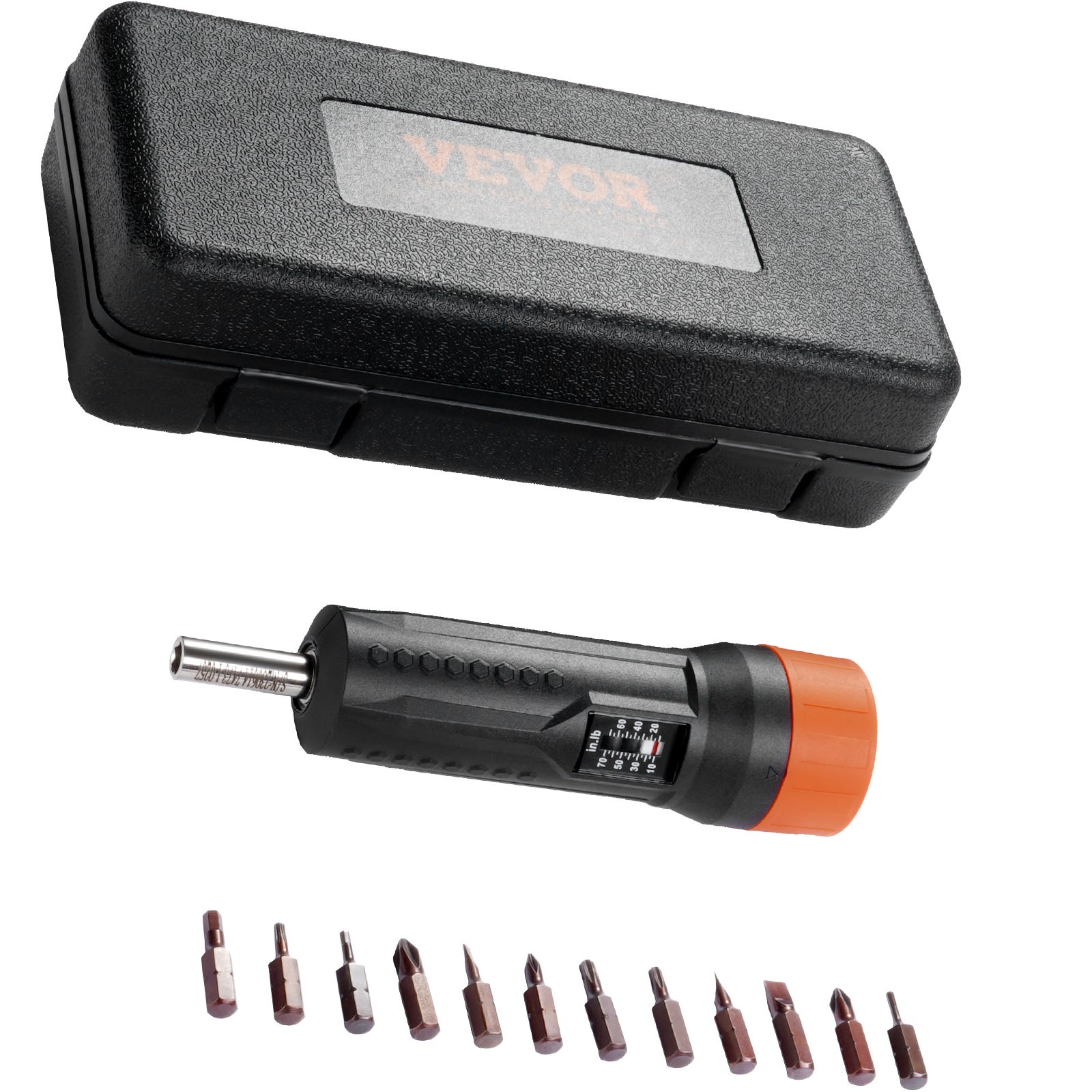 Zestaw kluczy dynamometrycznych 1/4", zakres regulacji momentu obrotowego 1,13–7,91 Nm, przyrost co 1 cal lb Zestaw wierteł do wkrętaków dynamom VEVOR
