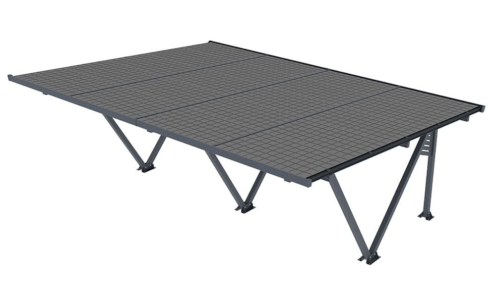Carport aluminium TOUSCHALETS SUNLIT pour 20 panneaux solaires - 41,11m² - 4