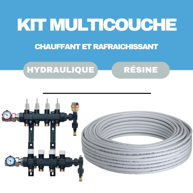 Kit plancher chauffant hydraulique 120 m² collecteur résine - tube multicouche