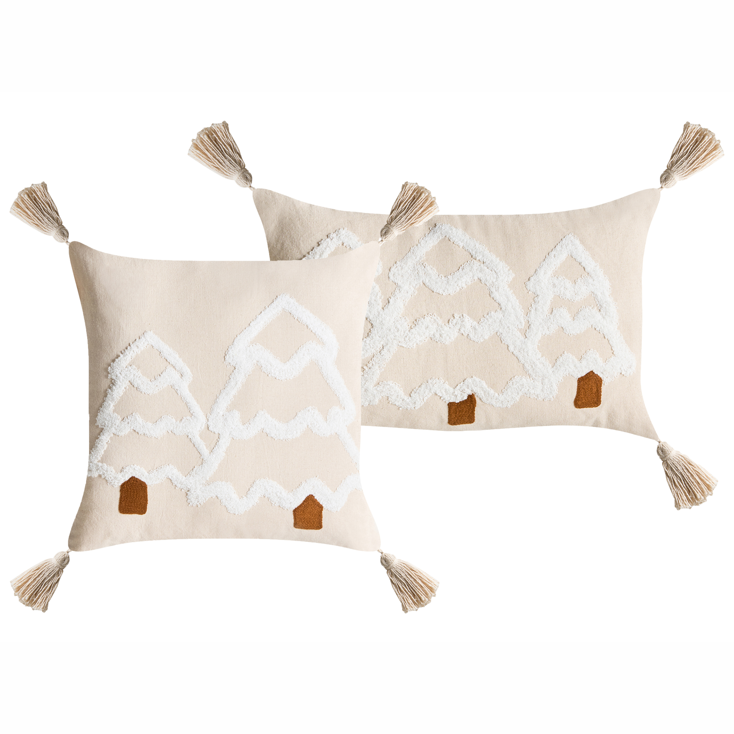 Set de 2 perne decorative INTSIA Bumbac 30 x 50 cm 45 x 45 cm Bej deschis Model festiv 2buc