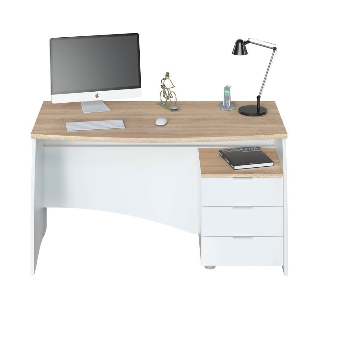 Secretária Stil Buc 3 gavetas Blanco Artik (Blanco Mate) - Roble Canadian 136 x 74 x 67 cm - 2