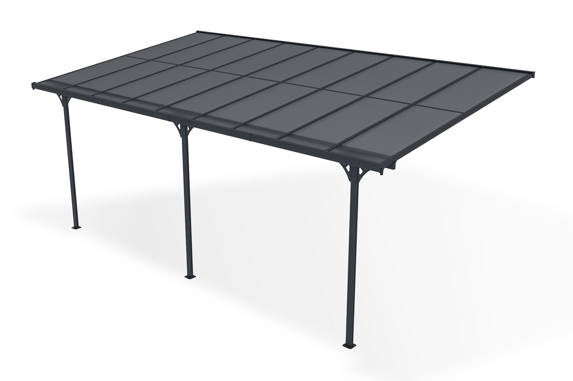 Pergola/Cochera adosada KLEO 5.5m x 3m aluminio Gris - 4