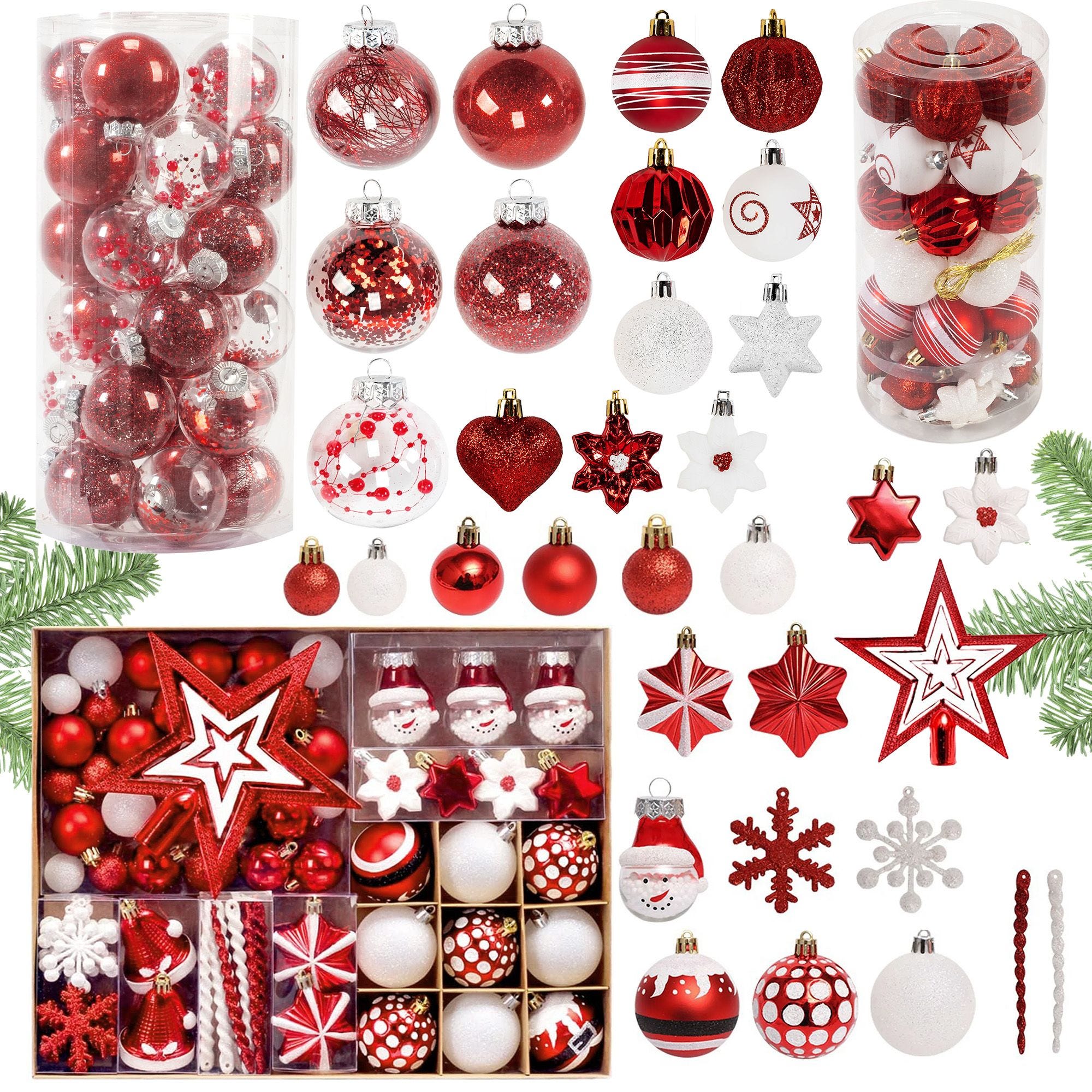 SET DE ADORNOS PARA EL ÁRBOL DE NAVIDAD 149SZT RED Leroy Merlin
