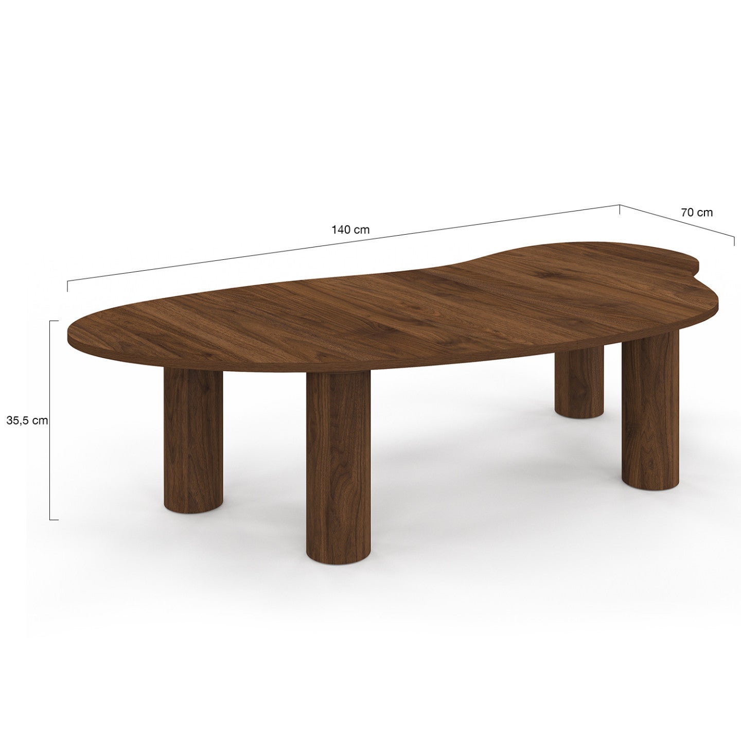 Table basse ORGANIQUE 140 cm bois effet noyer - 5